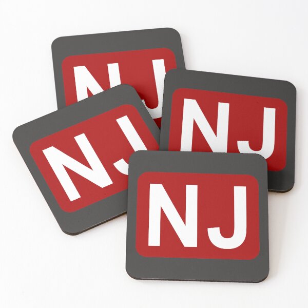 Artikelvorschau, NJ-Initialen in weißen Buchstaben entworfen und verkauft von Jeallan Designs.