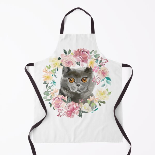 Artikelvorschau, Britische Kurzhaarkatze im pastellrosa und gelben Blumenkranz entworfen und verkauft von HugsAndPrints.