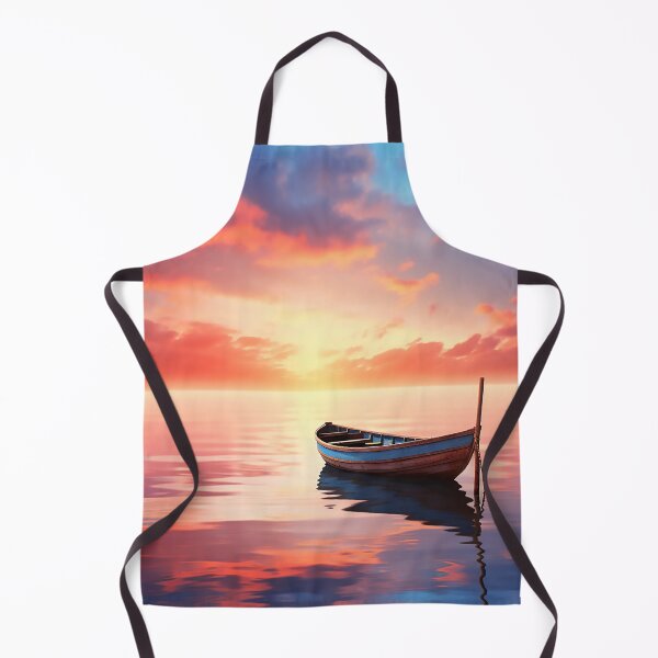 Item preview, Beautifull dawn seen from an endless ocean and a tiny little boat designed and sold by WallWhimsyWorks.