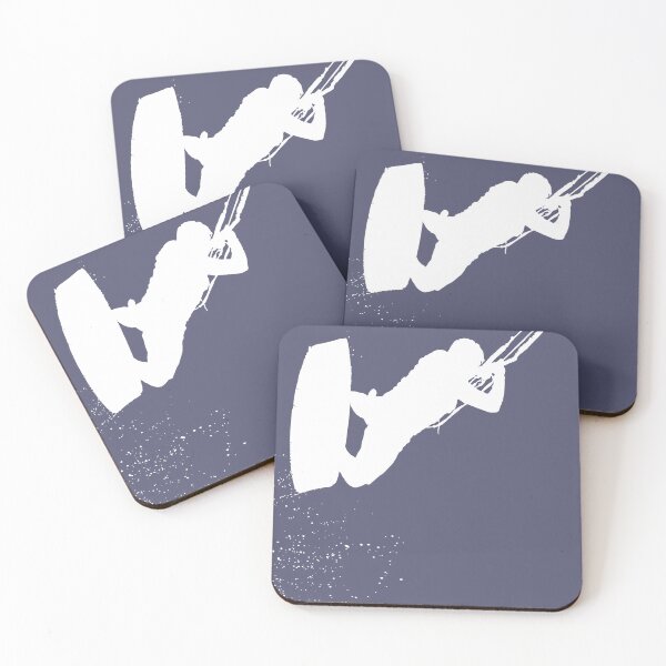Item preview, Kitesurfing Action Kite And Surf Silhouette White designed and sold by taiche.