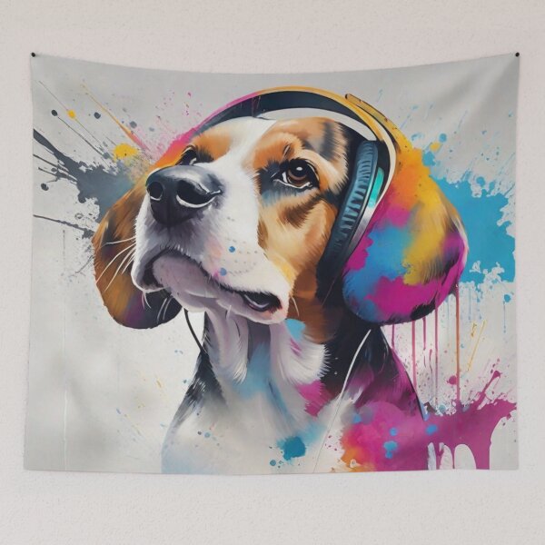 Item preview, Beagle Dog Portrait Rocking Headphones designed and sold by Wolfheartart.