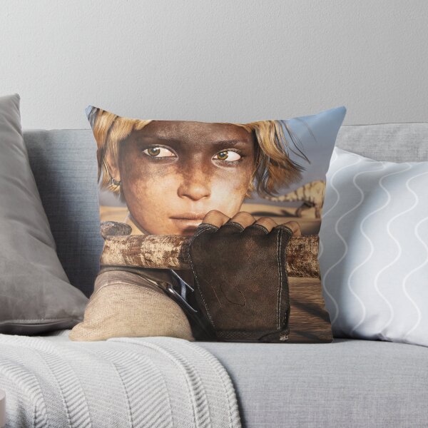 Luci and the Triceratops Throw Pillow