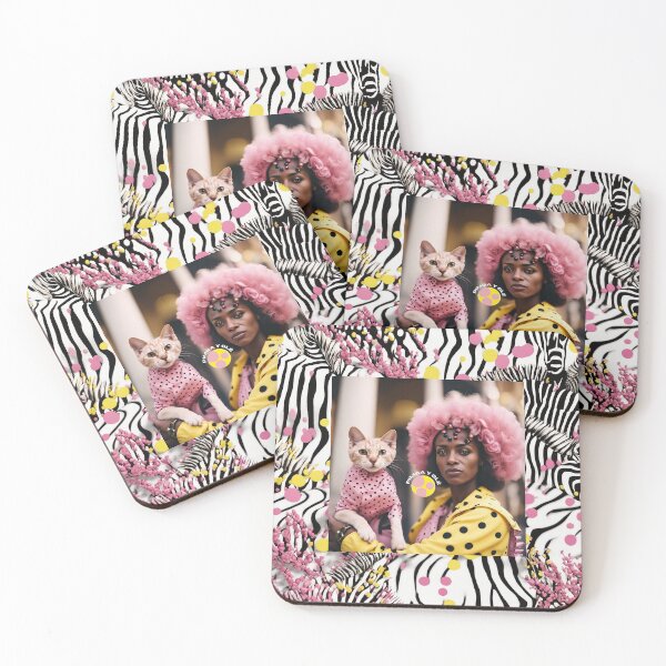 Item preview, The woman and the cat, beautiful zebra print, stripes and polka dots designed and sold by Pimbayole.