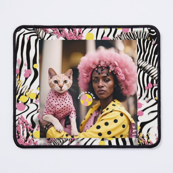 Item preview, The woman and the cat, beautiful zebra print, stripes and polka dots designed and sold by Pimbayole.