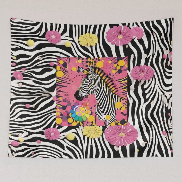 Item preview, ZEBRA, beautiful zebra print, stripes, polka dots and flowers designed and sold by Pimbayole.