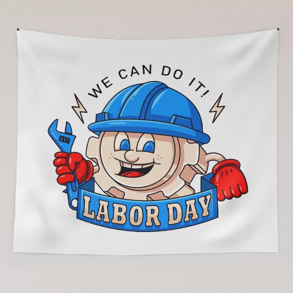 Item preview, Labor Day. The Ger Machine mascot holds a wrench designed and sold by Kevyn Adha.