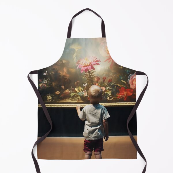 Aperçu de l'œuvre Enfant touchant en regardant une peinture à l'huile dans une galerie d'art moderne créée et vendue par WallWhimsyWorks.