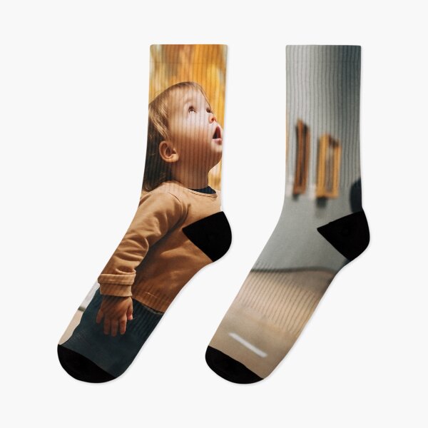 Item preview, Child looking to an oil painting in a modern art gallery designed and sold by WallWhimsyWorks.