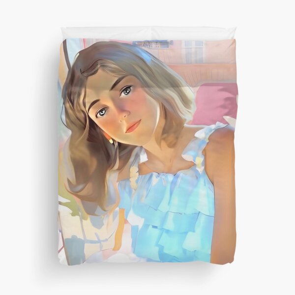 Pensive Young Girl Duvet Cover