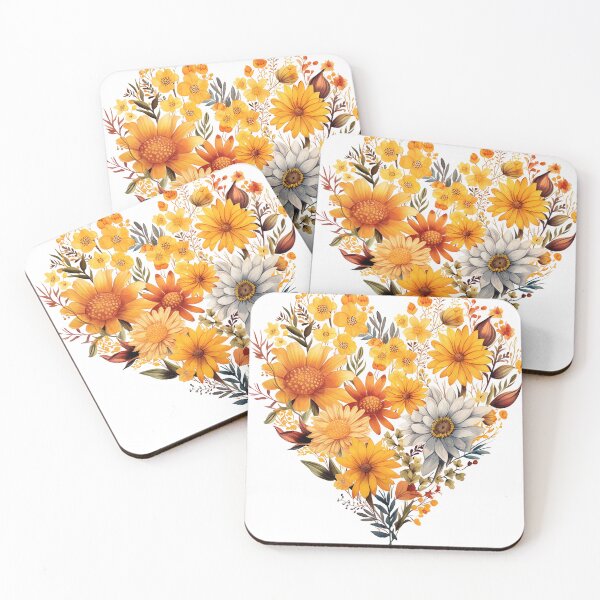 Item preview, Autumn flowers in heart shape - love at fall - autum flower heart designed and sold by Dahlann.