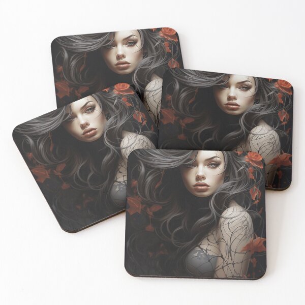 Item preview, Enchanted Bloom: A Maiden Entwined with Florals and Webs designed and sold by oanaunciuleanu.