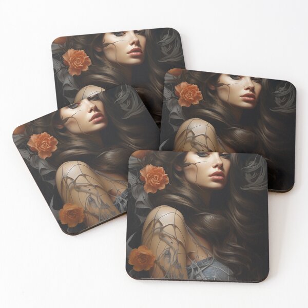 Item preview, Enchanted Bloom: A Maiden Entwined with Florals and Webs designed and sold by oanaunciuleanu.