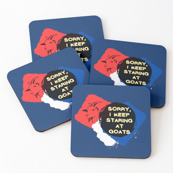 Item preview, "Sorry, I Keep Staring at Goats" - color graphics with red, blue, white and black theme designed and sold by SplashTastic.