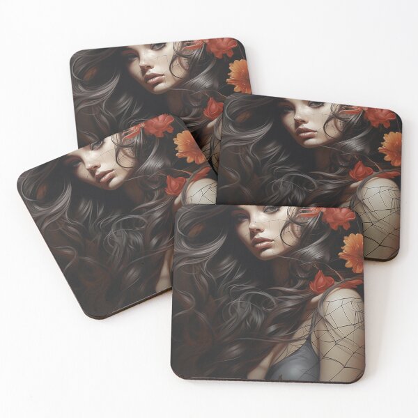 Item preview, Enchanted Bloom: A Maiden Entwined with Florals and Webs designed and sold by oanaunciuleanu.