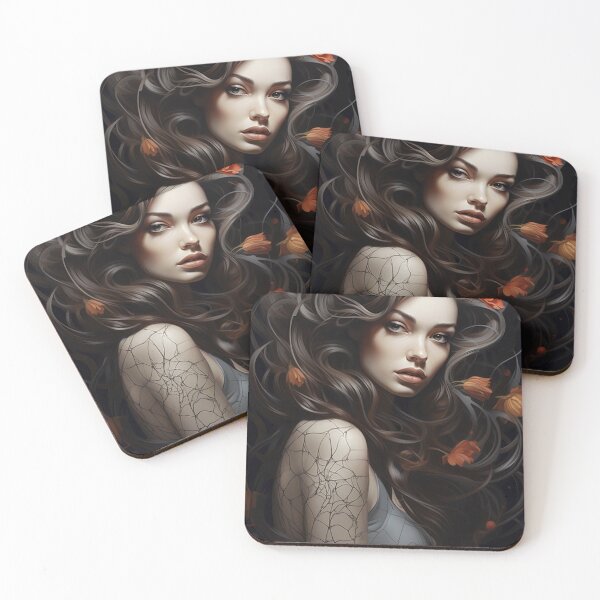 Item preview, Enchanted Bloom: A Maiden Entwined with Florals and Webs designed and sold by oanaunciuleanu.