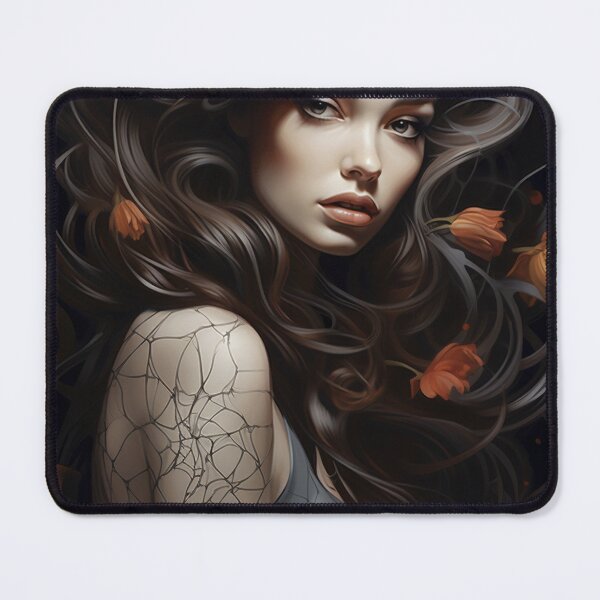 Item preview, Enchanted Bloom: A Maiden Entwined with Florals and Webs designed and sold by oanaunciuleanu.