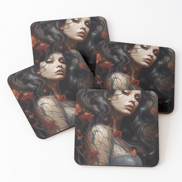 Item preview, Enchanted Bloom: A Maiden Entwined with Florals and Webs designed and sold by oanaunciuleanu.