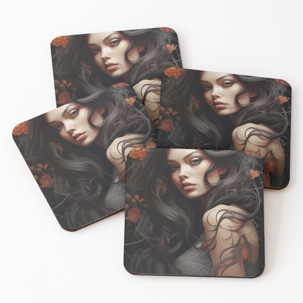 Item preview, Enchanted Bloom: A Maiden Entwined with Florals and Webs designed and sold by oanaunciuleanu.