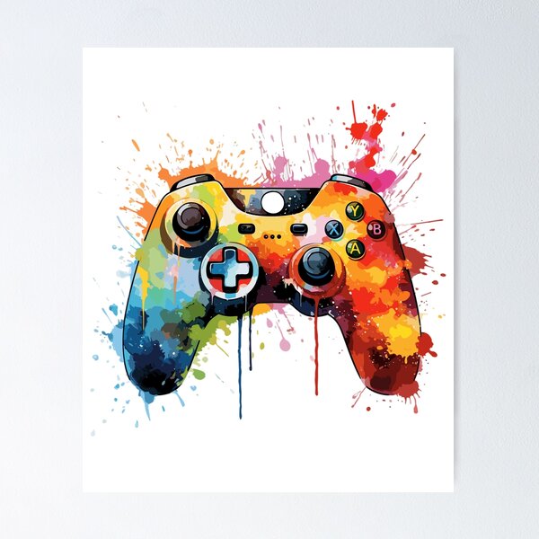 Artikel-Vorschau von Aquarelle Videospielkonsole Controller bunter Gamer niedliches Design coole Grafik auf weißem Hintergrund, designt und verkauft von mynozzz.