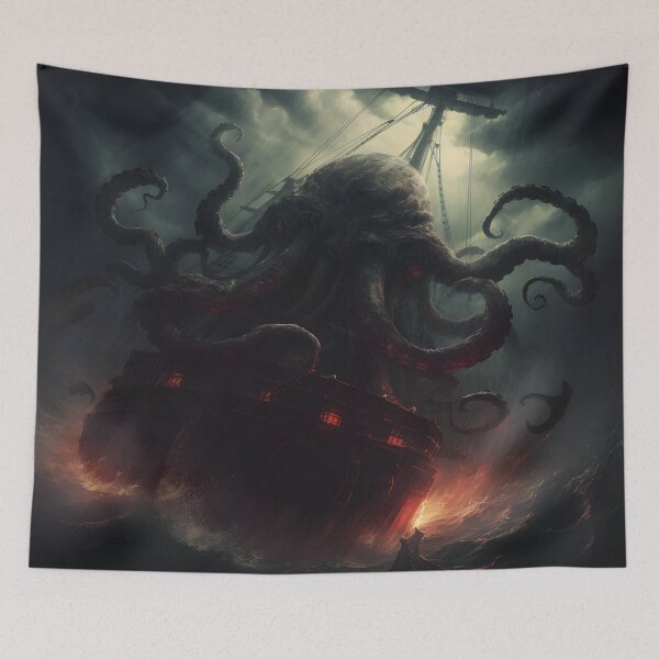 Item preview, scary octopus, sea monster designed and sold by WickyWildLife.