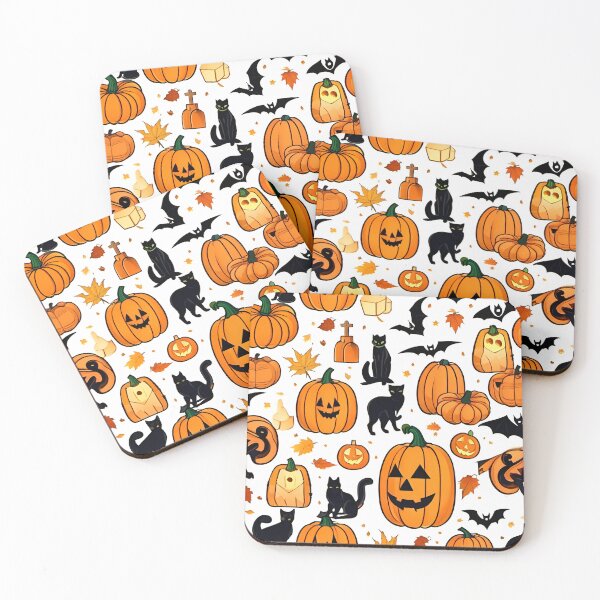 Item preview, Halloween pattern with white background designed and sold by DRAGONFIASCO.