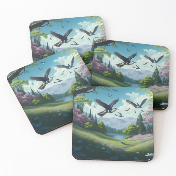 Item preview, Ethereal Spring Flight: Birds Soaring Amid Lush Greenery designed and sold by Dshoppin.