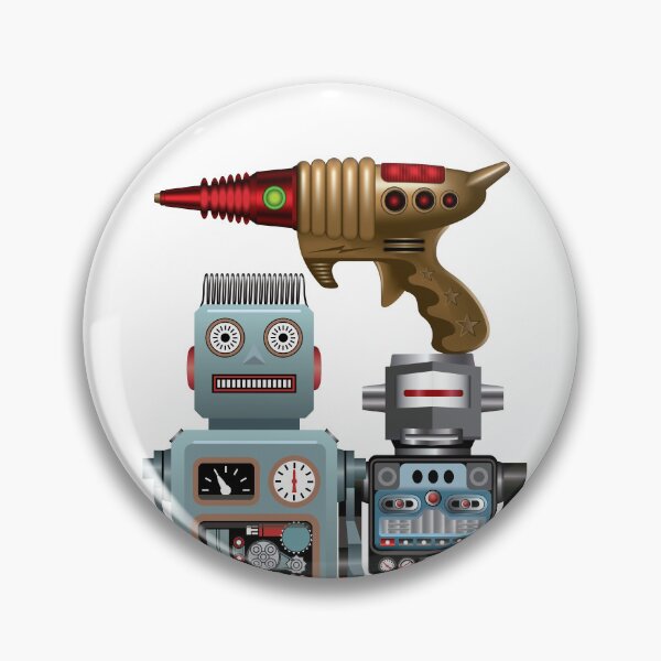 Item preview, Many Retro Space Toy Items - Retro Robot duo and Laser Gun beautifully created drawings 60s 70s 80s memorabilia designed and sold by Billers Art.