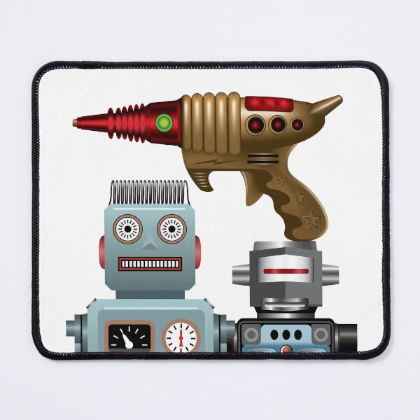 Item preview, Many Retro Space Toy Items - Retro Robot duo and Laser Gun beautifully created drawings 60s 70s 80s memorabilia designed and sold by Billers Art.