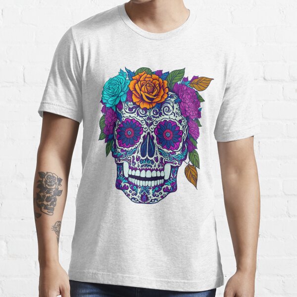 Axolotl Sugar Skull Mexican Bone Flowers - Axolotl Gifts - T-Shirt sold by  Gene, SKU 1790872