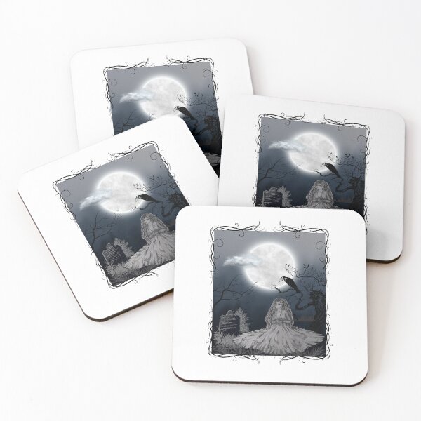 Item preview, Bride Visits Grave of Her Beloved on Dark Moonlit Night designed and sold by AranisuDrawings.