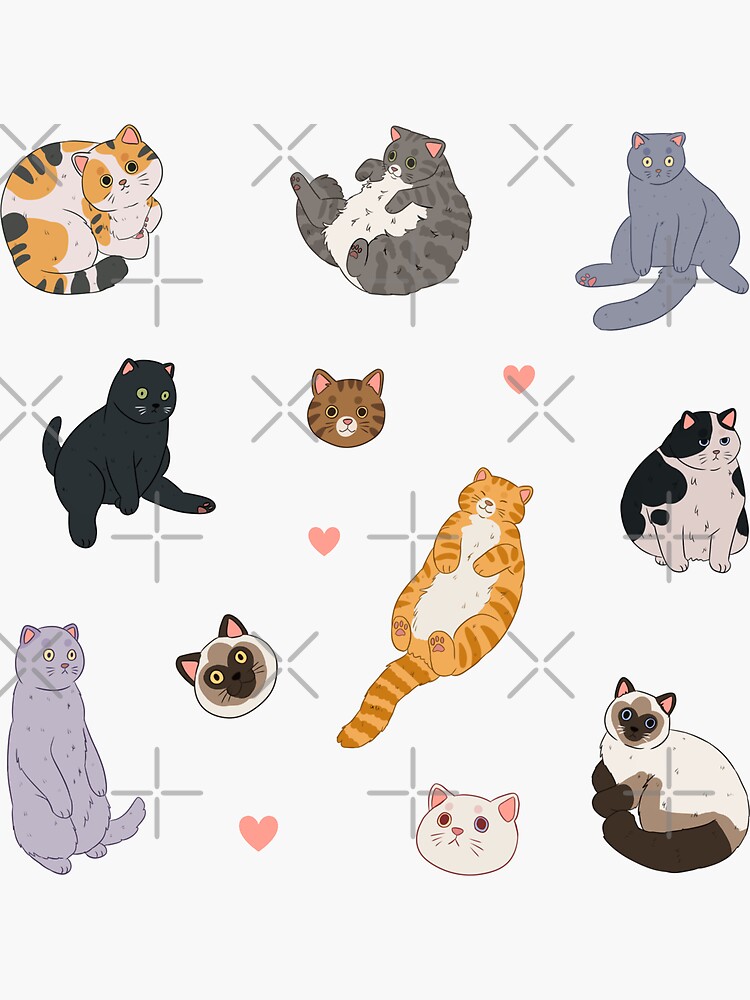  Adorable Cute Cat Cartoon Sticker Cat Decals for Cars Laptop  Wall Sticker for Phone Case - Cat Sticker for Water Bottle Sticker  Waterproof Vinyl Sticker for Cat Lover 5 inch (Design