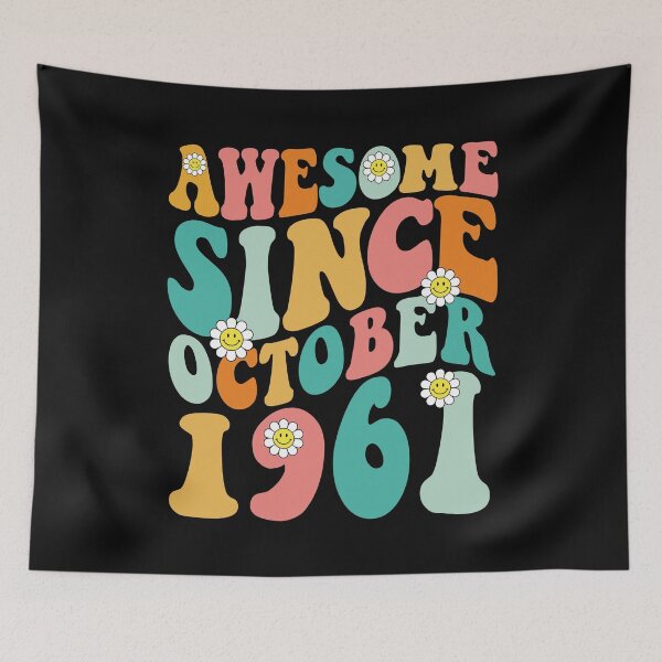Item preview, Awesome Since October 1961 | Made In 1961 | Retro Groovy Birthday designed and sold by Christina-grich.