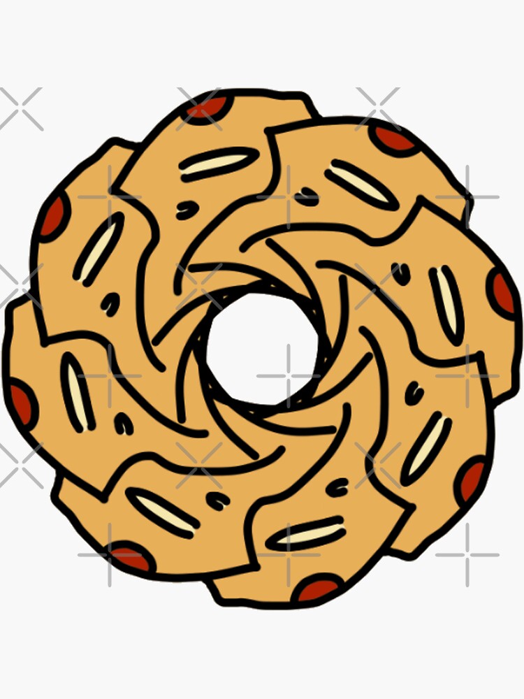 "Abstract Pepperoni Pizza Bagel Donut" Sticker for Sale by radiantdark