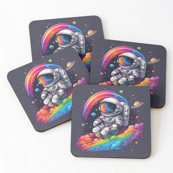Item preview, The small astronaut and rainbow in space designed and sold by KimierArt.