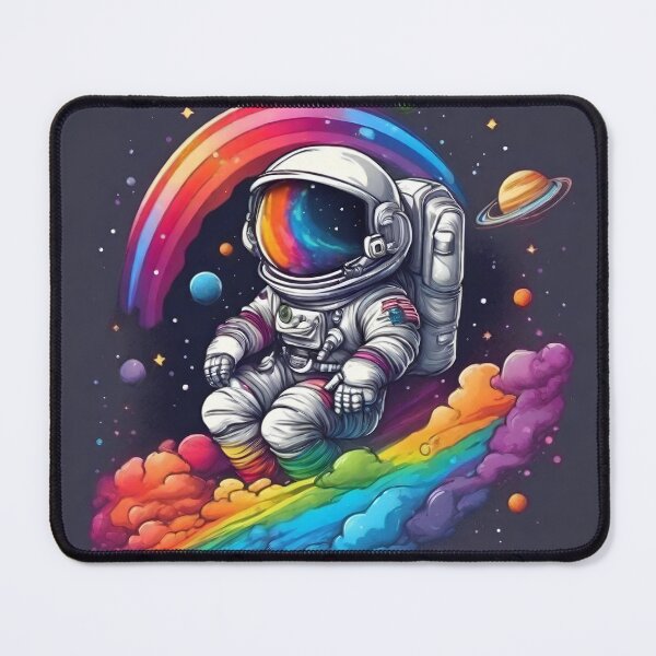 Item preview, The small astronaut and rainbow in space designed and sold by KimierArt.