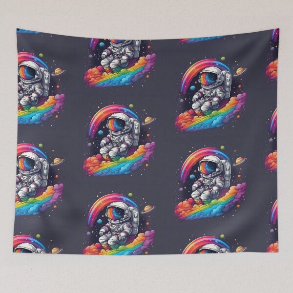 Item preview, The small astronaut and rainbow in space designed and sold by KimierArt.
