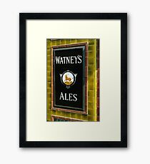 Watney's beer sign at Pub entrance, London, 1975, Framed Print