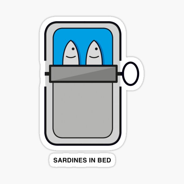 Vista previa del artículo con la obra «Sardinas en la cama», diseñado y vendido por AnimalDuster.