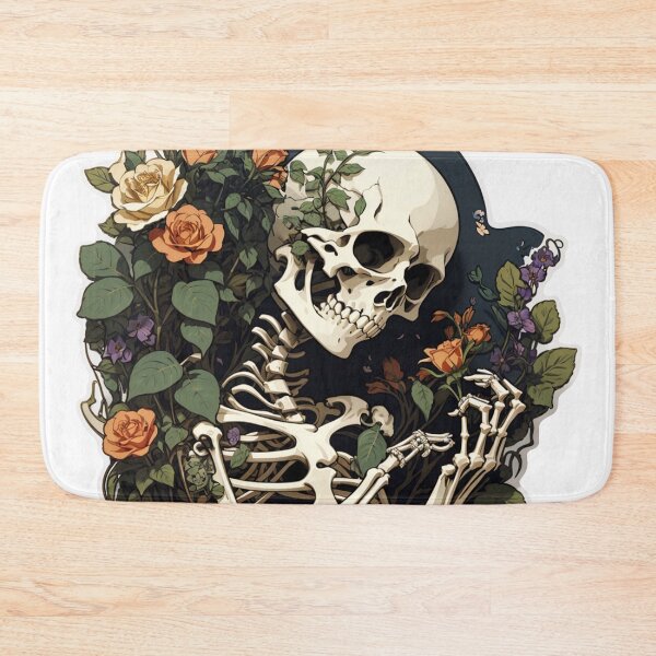 Item preview, Floral Fusion Vanitas Art - Elegantly Macabre Skeleton Embracing Plant designed and sold by sadsapiens.