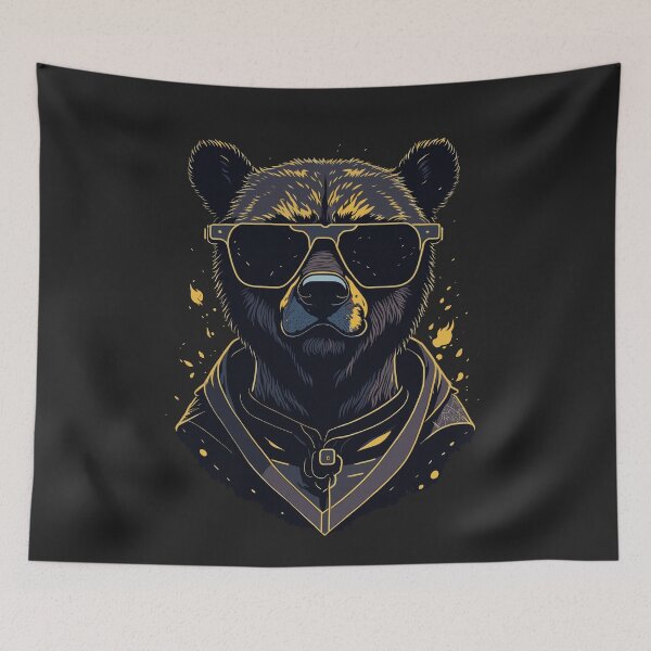 Item preview, Cartoon Street Art Bear Portrait with Sunglasses designed and sold by Cawaiico.