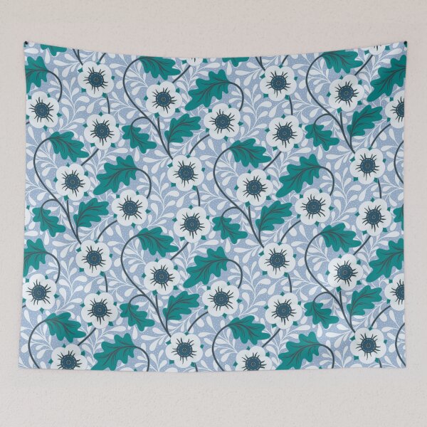Item preview, Blue Anemones Arts & Crafts Style designed and sold by RebeccaFlaherty.