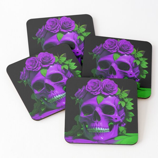 Item preview, Gothic Elegance Meets Urban Flair: Green and Violet Skull Aesthetic with Roses designed and sold by taherlee11.