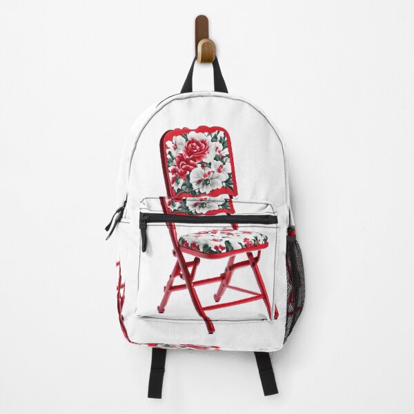 Item preview, red floral vintage folding chair designed and sold by sabily.