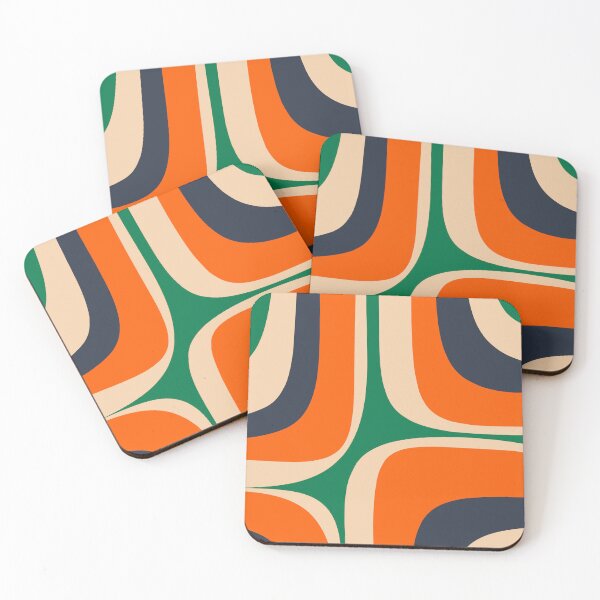 Item preview, Retro Groove Mid Century Modern Abstract Pattern Green Orange Navy designed and sold by kierkegaard.