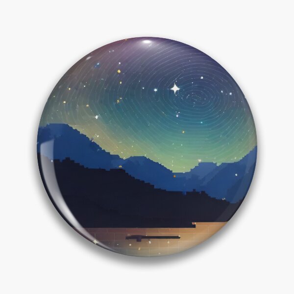 Item preview, Lakeside Starry Night Pixel Art designed and sold by CM7Designs.