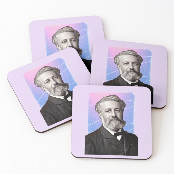 Item preview, French Novelist Jules Verne - purple pink - illustration  designed and sold by Litstoy.