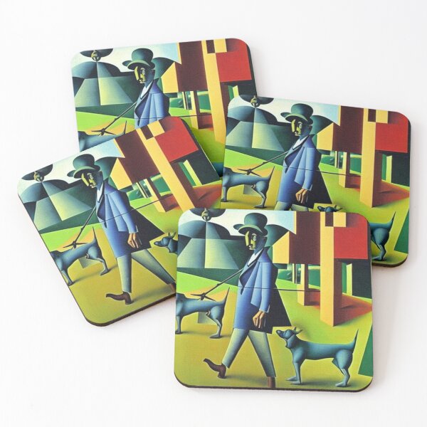 Item preview, Dog walking man in park designed and sold by George Hutton Hunter.
