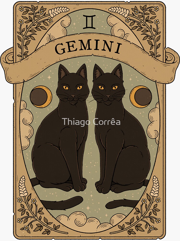 Thumbnail 3 of 3, Sticker, Gemini - Cats Astrology designed and sold by thiagocorream.
