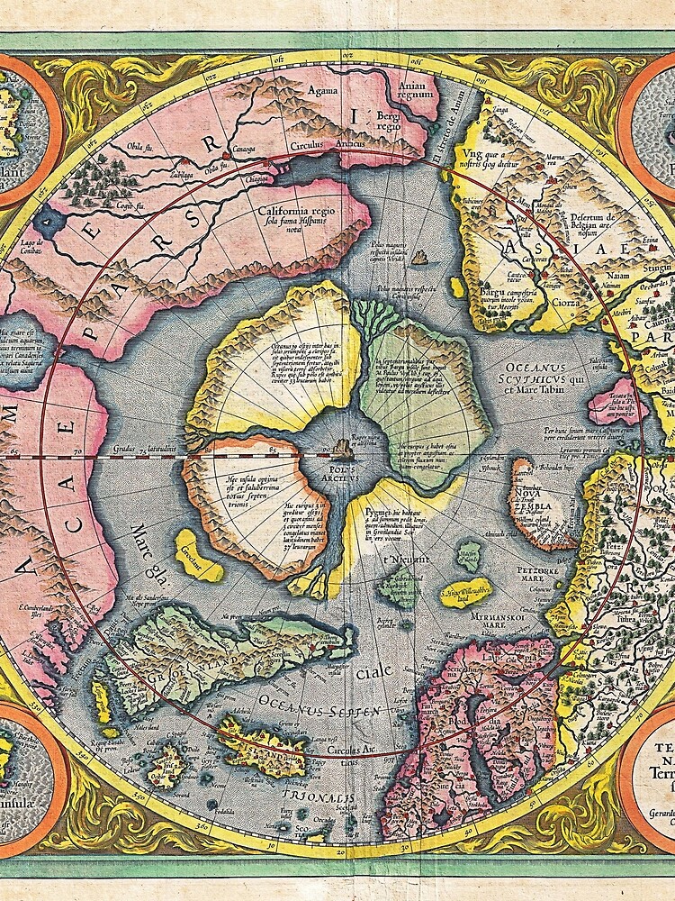 " Mercator Hondius Map of the Arctic (First_Map_of_the_North_Pole ...