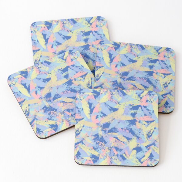 Item preview,    Blue background and pastel colors leaves designed and sold by marciaolicosta.